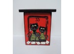 079-Poštovní schránka-tři kočky-červená